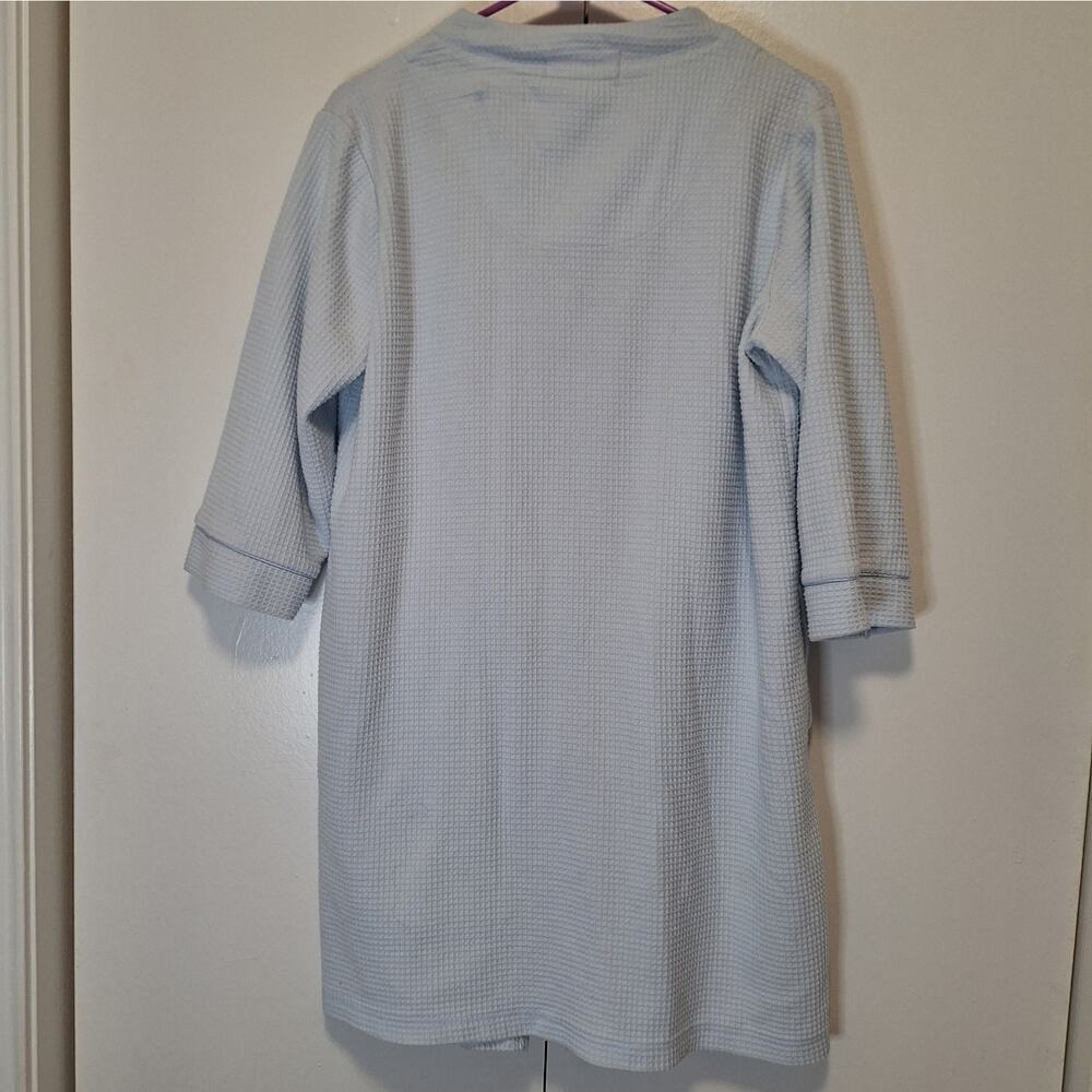 Miss Elaine Petites Baby Blue Embroidered Housecoat Petite Medium - Picture 5 of 7